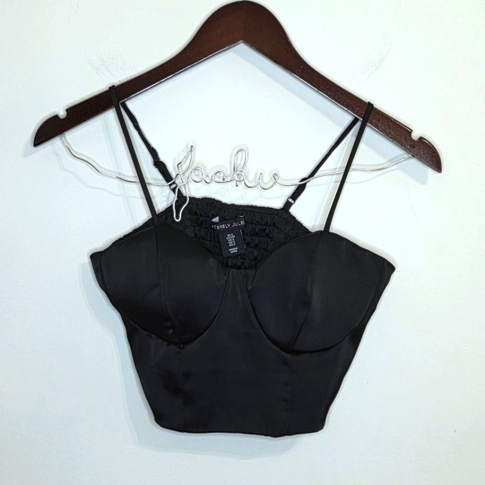 Sincerely Jules Black Cropped Bralette Top Size Small